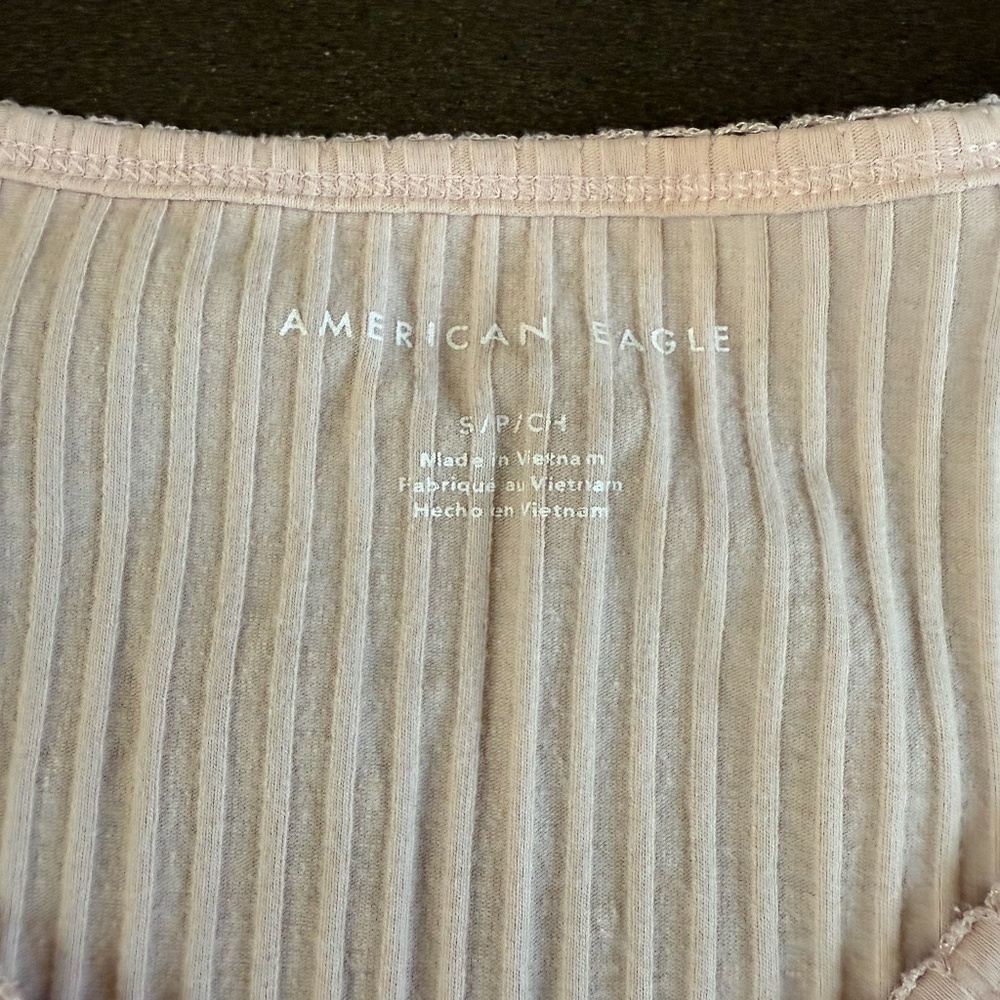 American Eagle Basic Button Cropped Tee - image 2